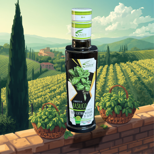olive oil with basil